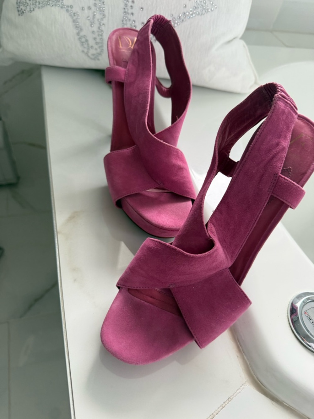Diane Von Furstenberg Magenta Suede Slingback Heels